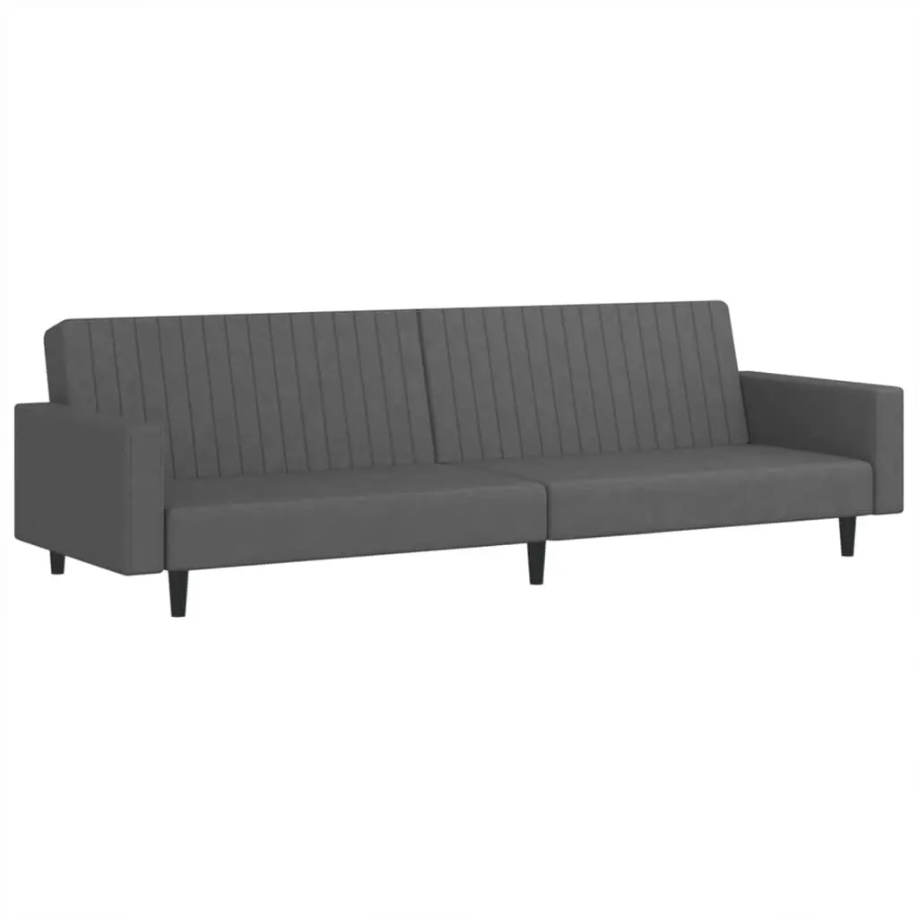 Grey Velvet 2-Seater Convertible Sofa Bed
