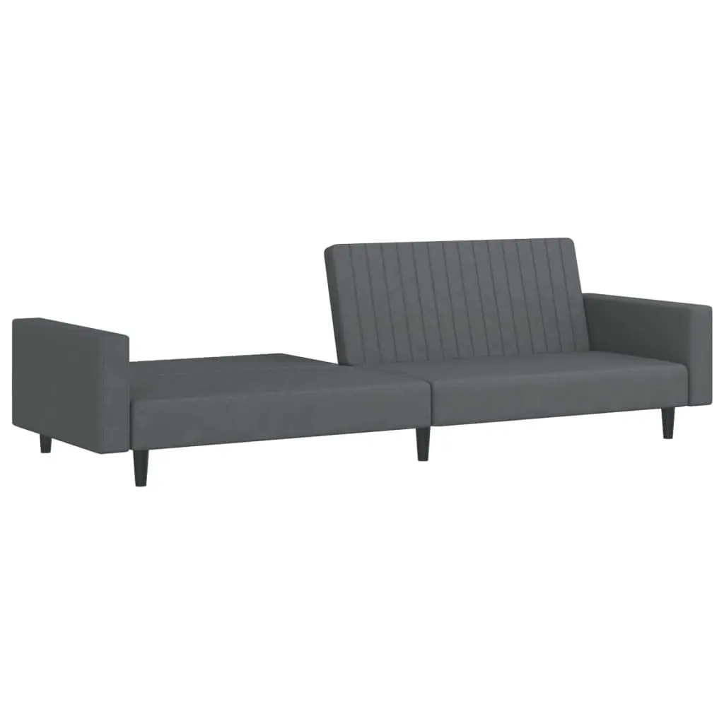 Grey Velvet 2-Seater Convertible Sofa Bed