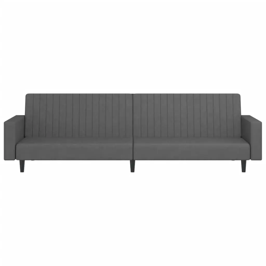 Grey Velvet 2-Seater Convertible Sofa Bed