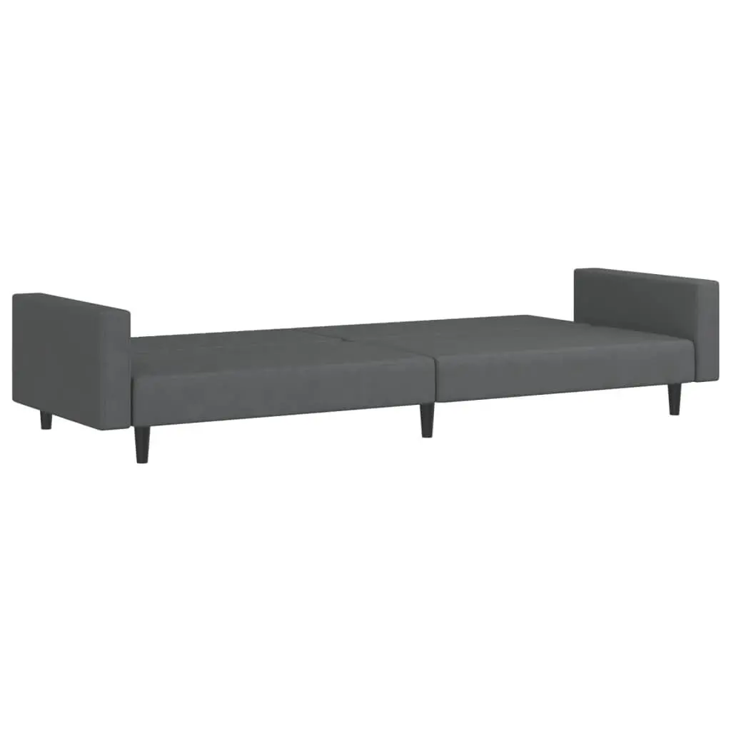 Grey Velvet 2-Seater Convertible Sofa Bed