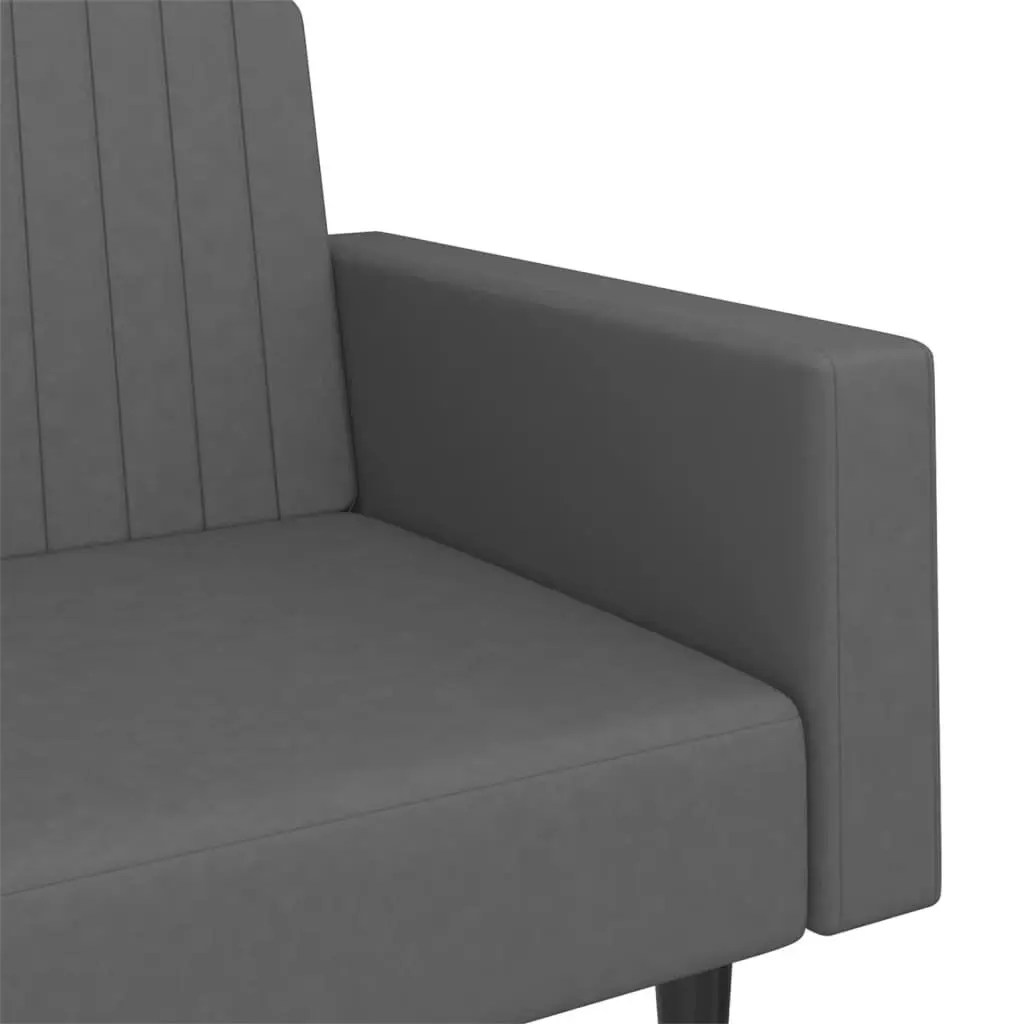Grey Velvet 2-Seater Convertible Sofa Bed