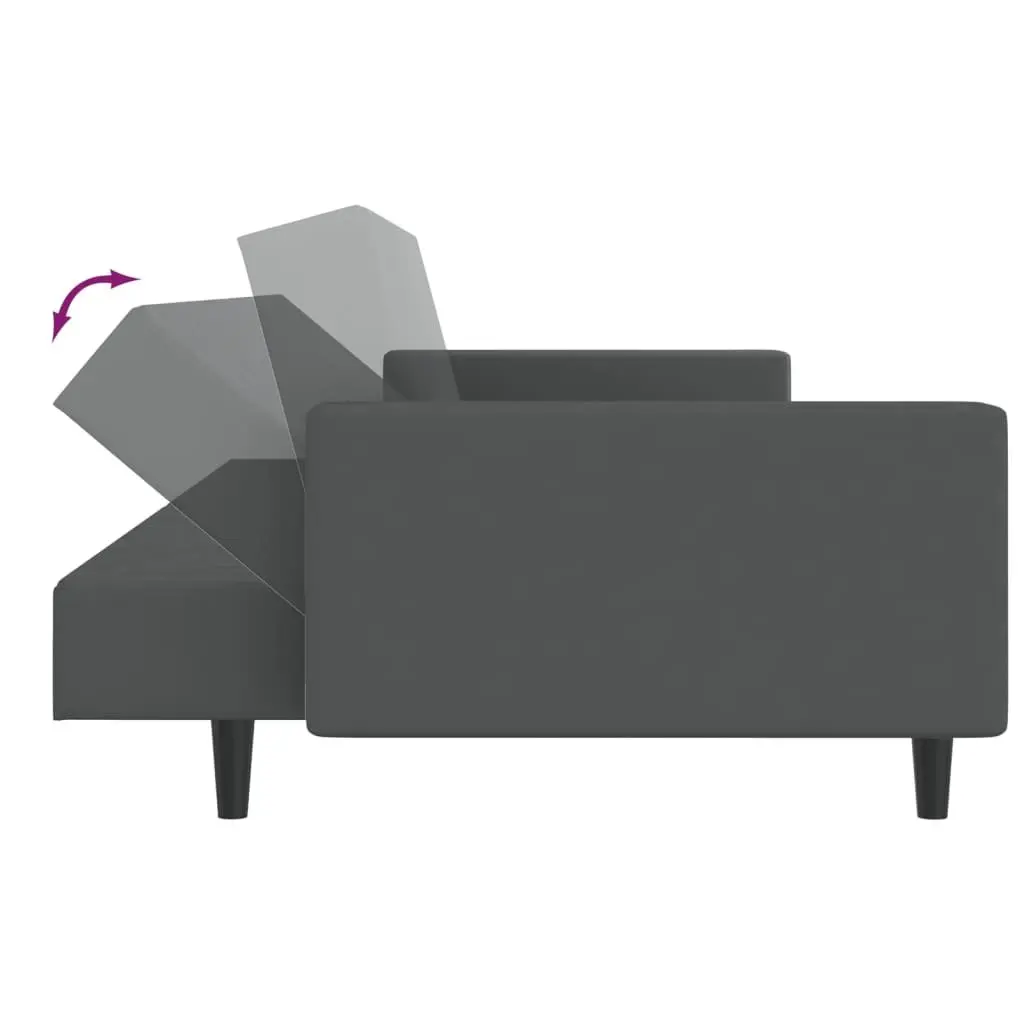 Grey Velvet 2-Seater Convertible Sofa Bed