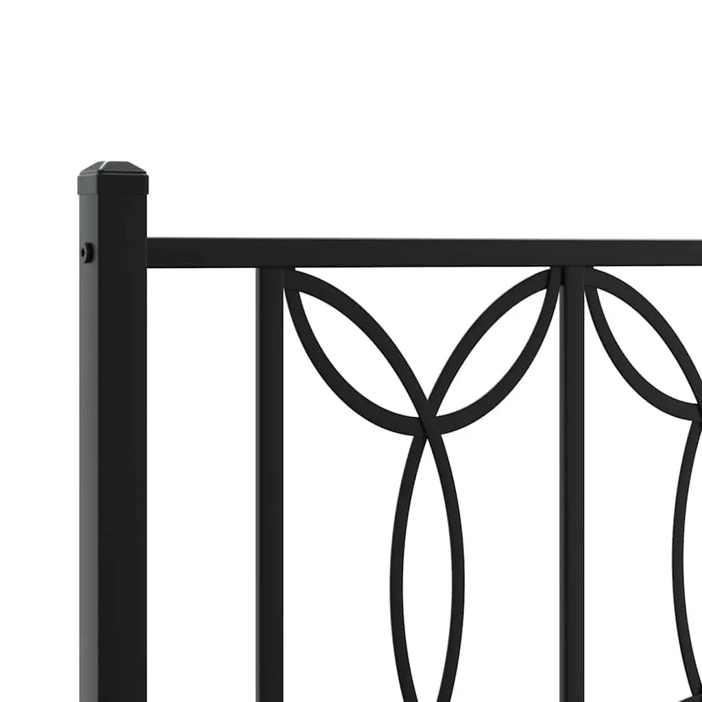 Metal Bed Frame Black 90x190cm Steel Slatted Base with Headboard
