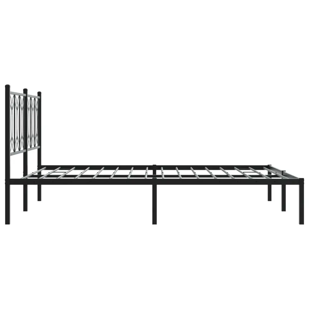Metal Bed Frame with Storage and Black Headboard