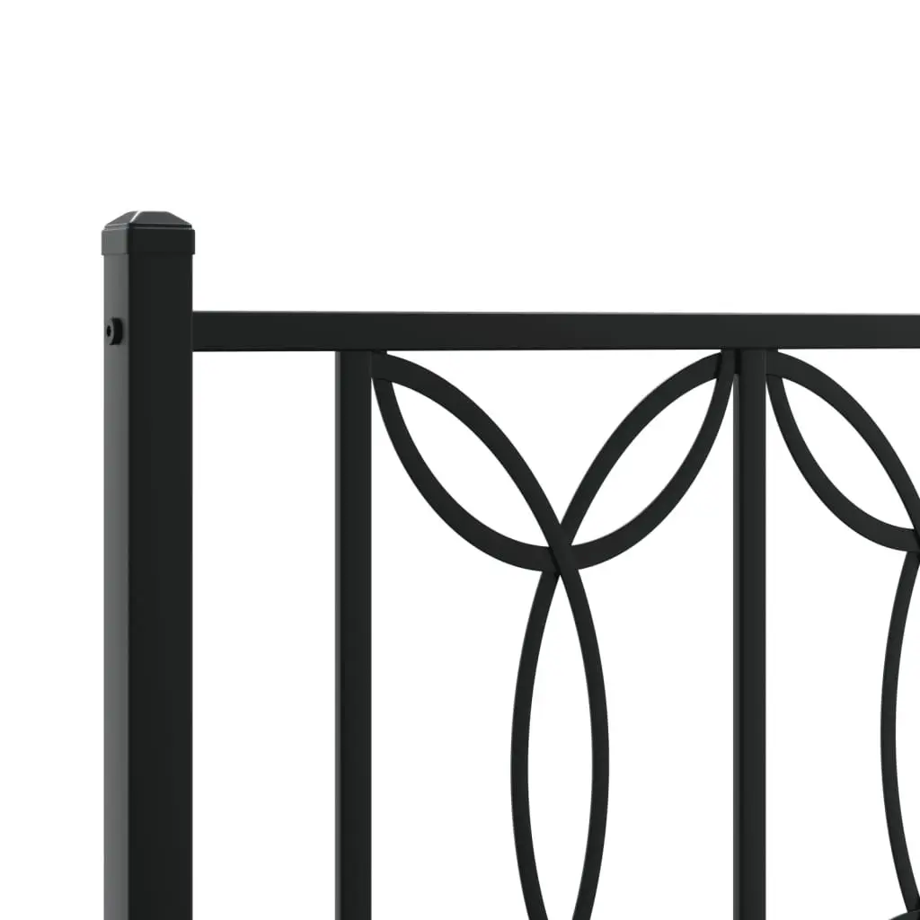 Metal Bed Frame with Storage and Black Headboard