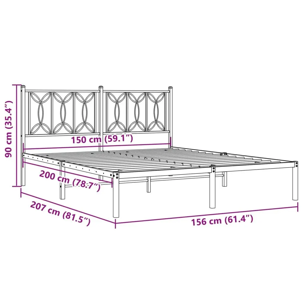 Metal Bed Frame with Storage and Black Headboard