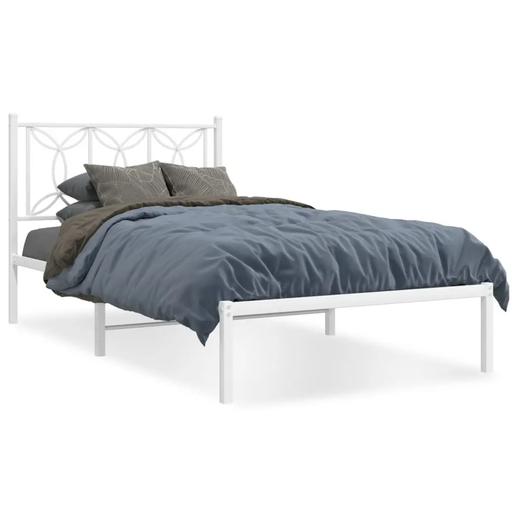 Metal Bed Frame White King Single 107x203 cm Steel with Headboard