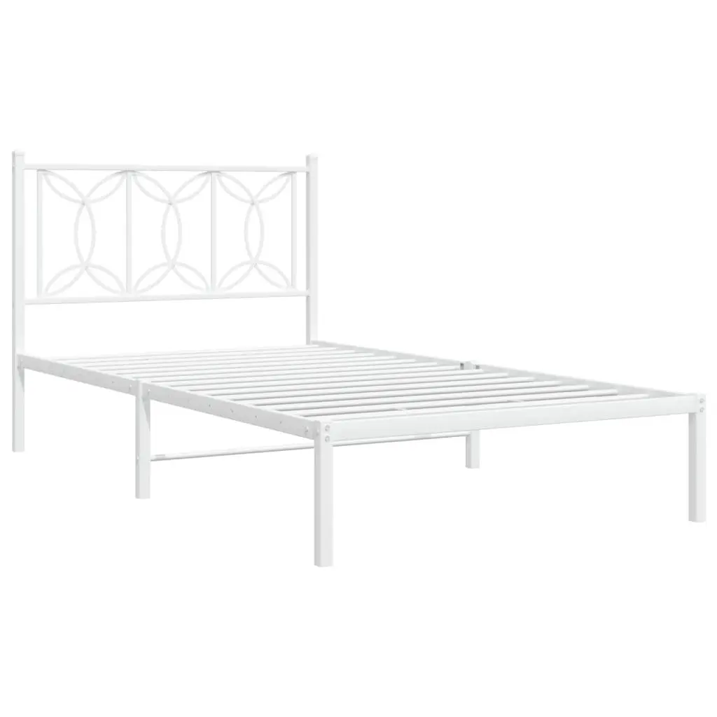 Metal Bed Frame White King Single 107x203 cm Steel with Headboard