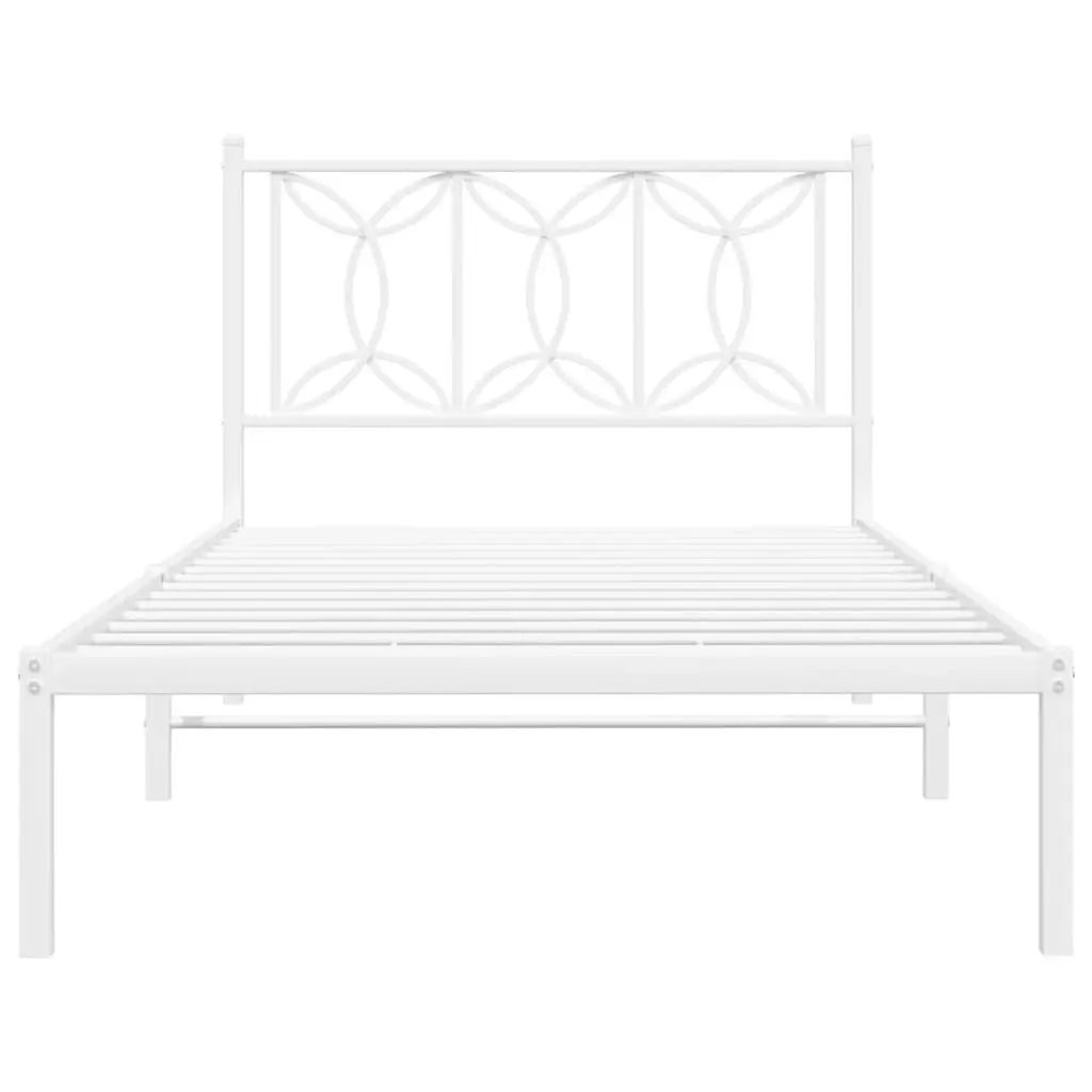 Metal Bed Frame White King Single 107x203 cm Steel with Headboard