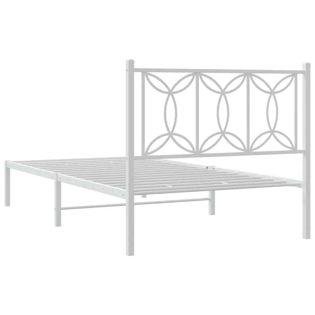 Metal Bed Frame White King Single 107x203 cm Steel with Headboard