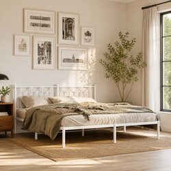 White King Metal Bed Frame with Headboard Storage 183x203 cm