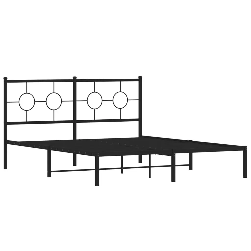 Black Metal Bed Frame with Headboard 150x200 cm