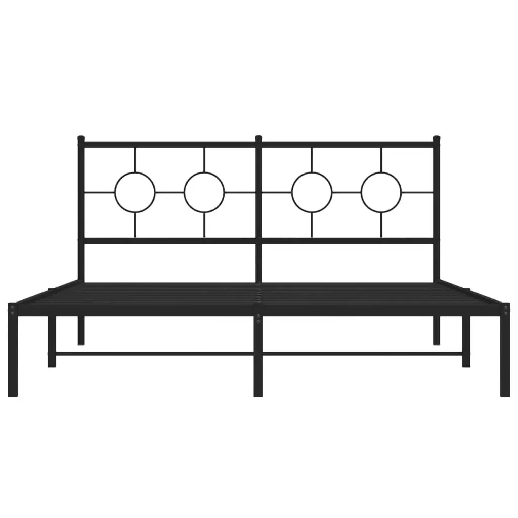 Black Metal Bed Frame with Headboard 150x200 cm