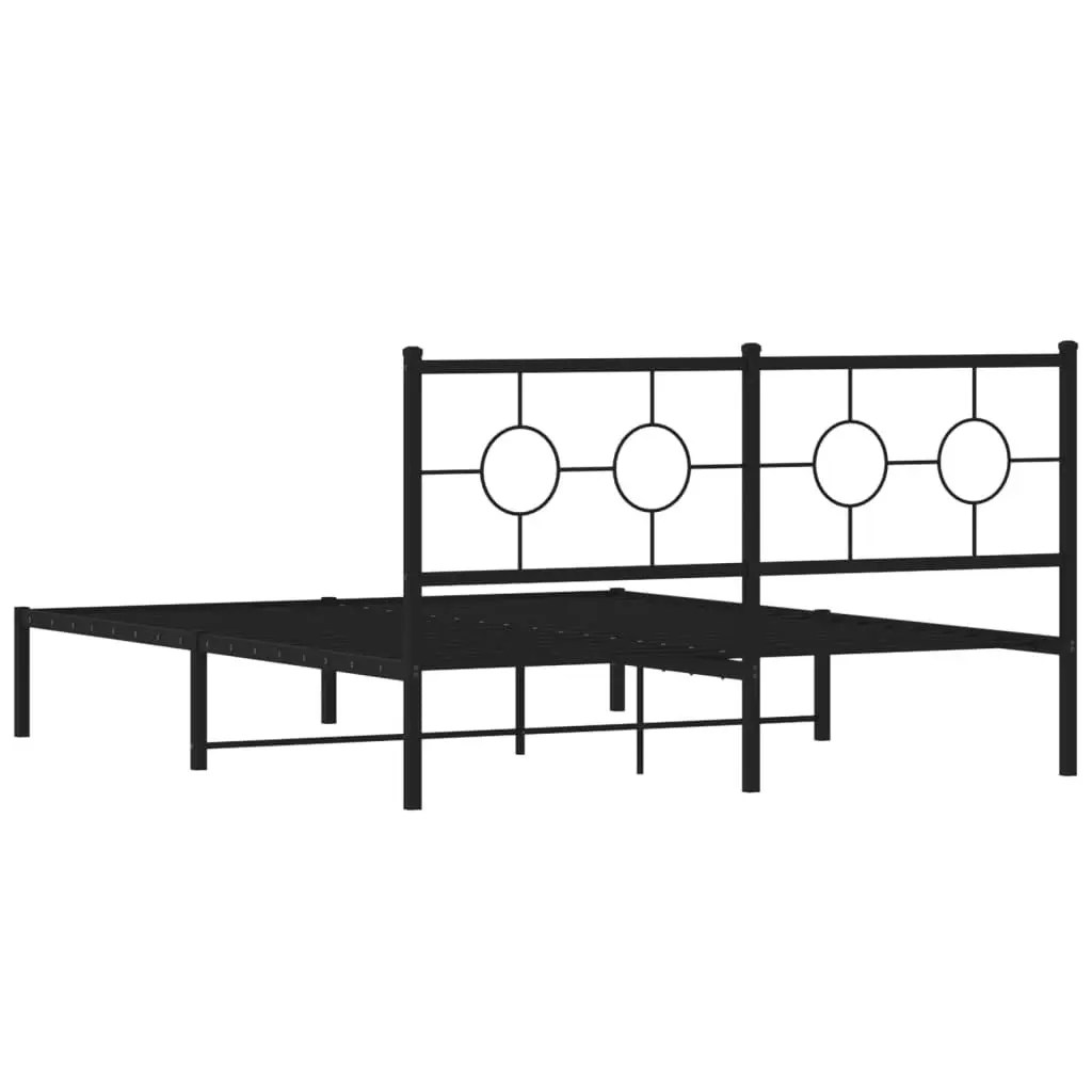 Black Metal Bed Frame with Headboard 150x200 cm