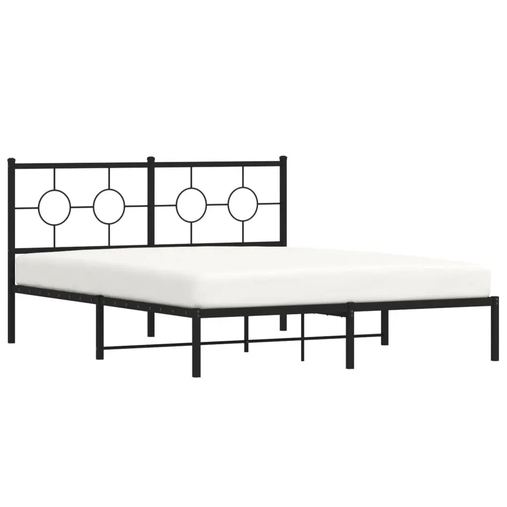 Black Metal Bed Frame with Headboard 150x200 cm