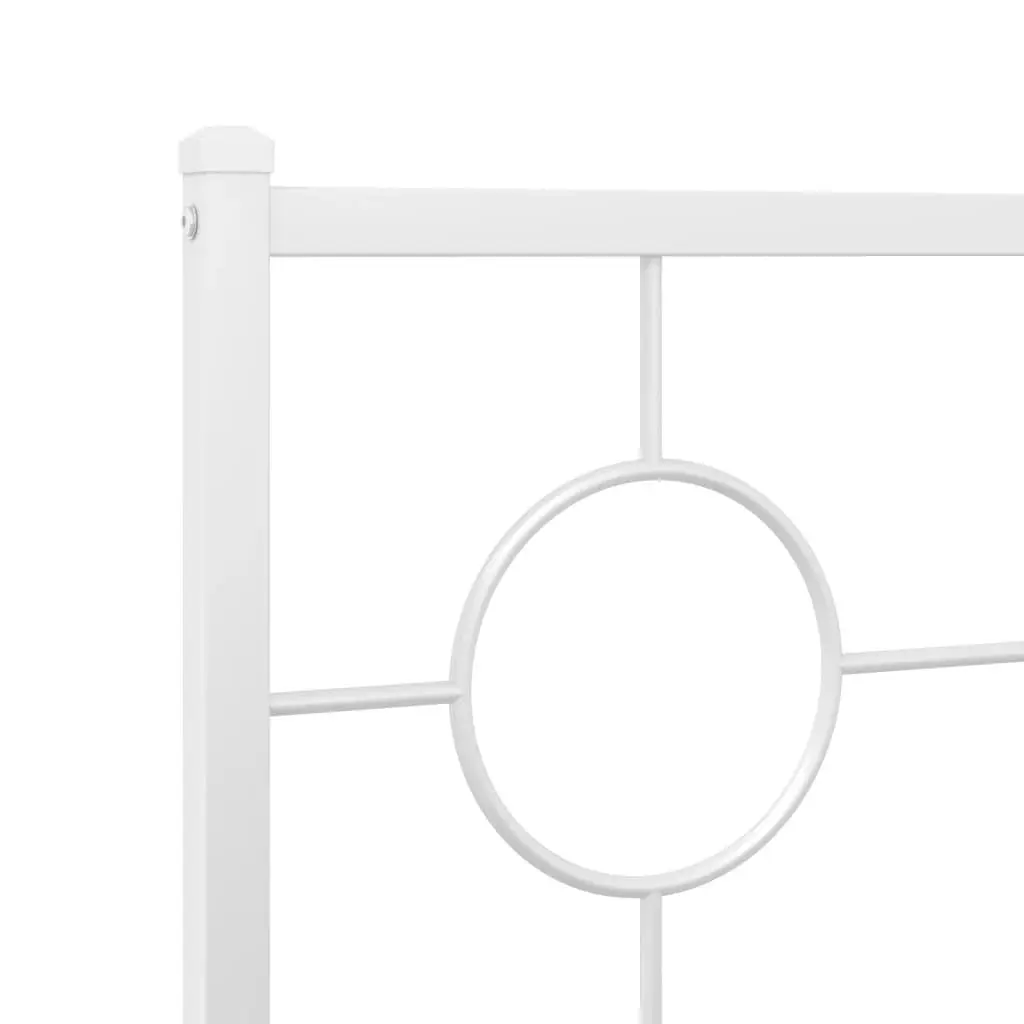 White Metal Bed Frame with Headboard 135x190 cm