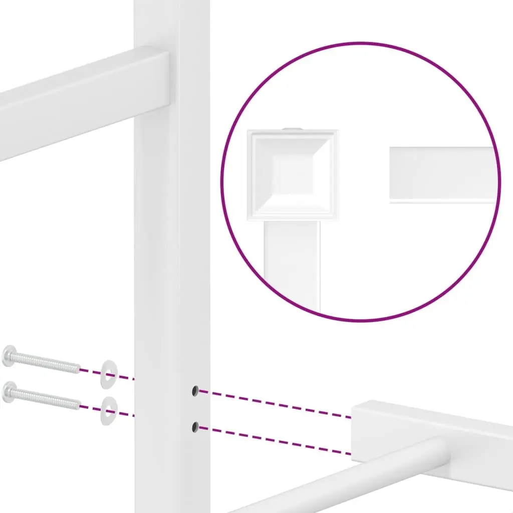 White Metal Bed Frame with Headboard 135x190 cm