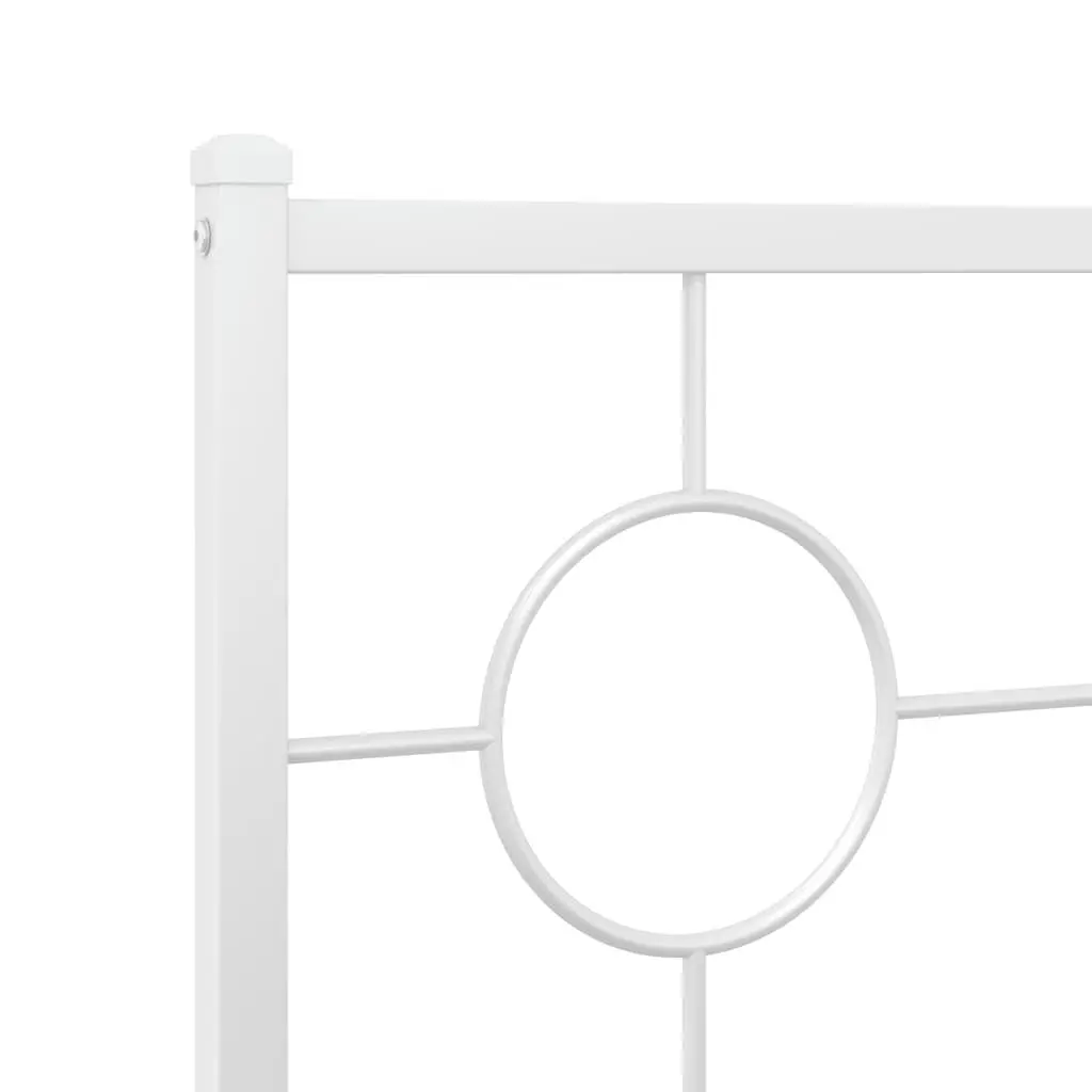 Metal Bed Frame White 150x200 cm Powder-coated Steel with Headboard Slatted Base