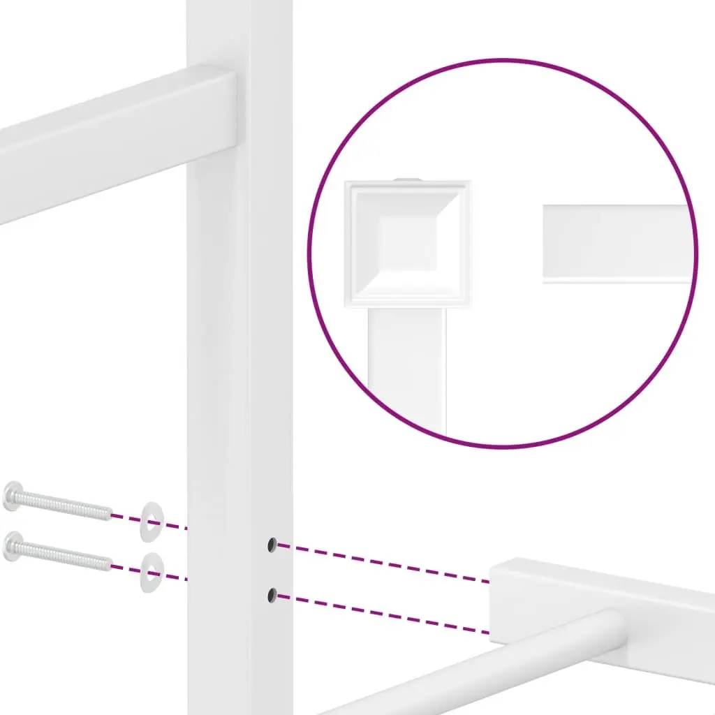 Metal Bed Frame White 150x200 cm Powder-coated Steel with Headboard Slatted Base