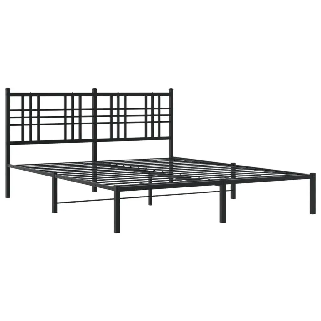 Metal Bed Frame Black 150x200 cm Steel Slats Headboard