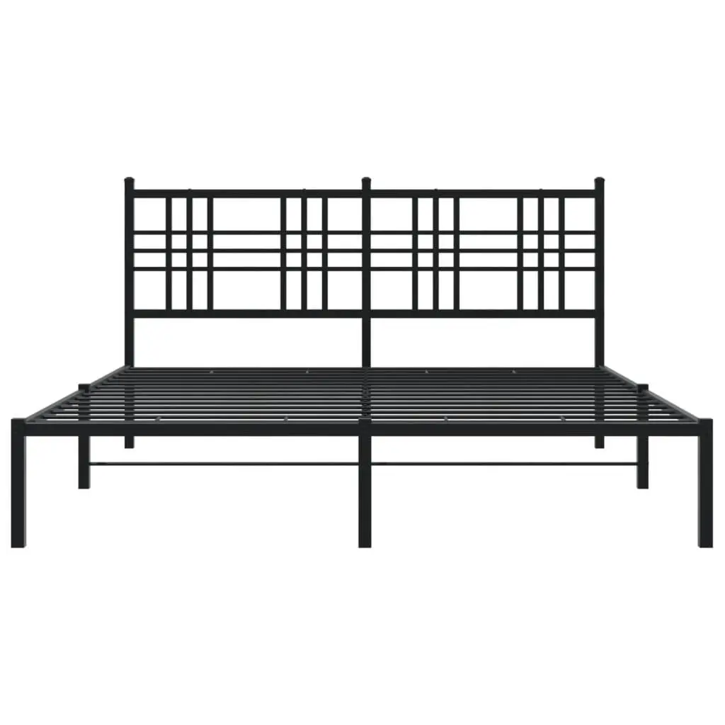 Metal Bed Frame Black 150x200 cm Steel Slats Headboard