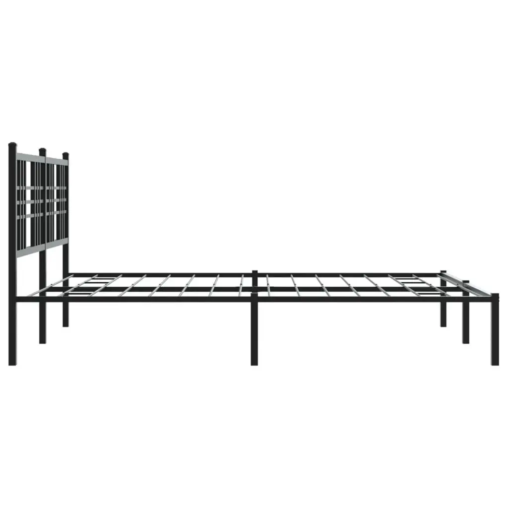 Metal Bed Frame Black 150x200 cm Steel Slats Headboard