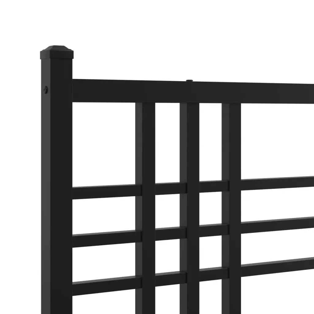 Metal Bed Frame Black 150x200 cm Steel Slats Headboard