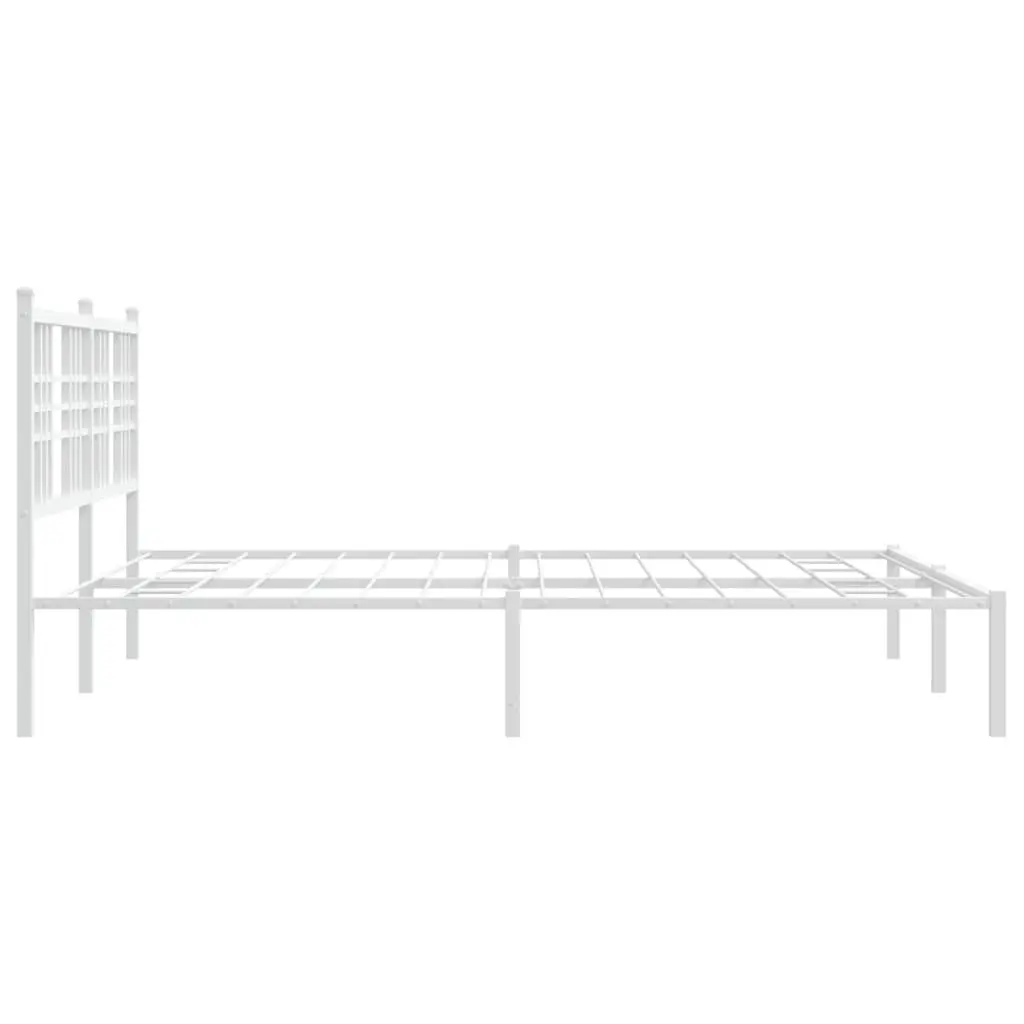 White Metal Bed Frame 150x200 cm with Headboard