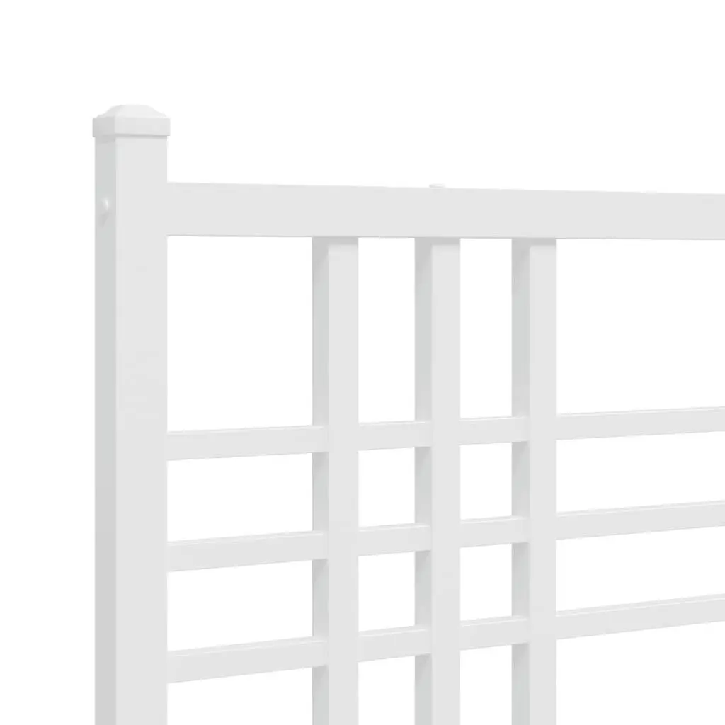 White Metal Bed Frame 150x200 cm with Headboard