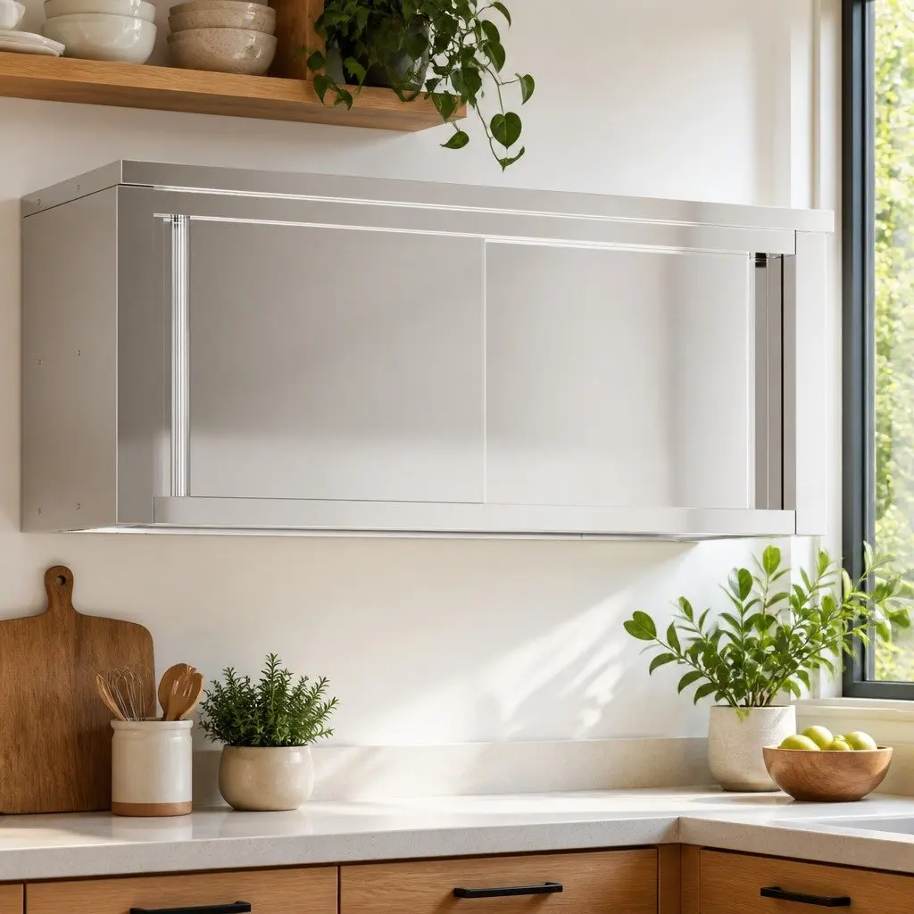Commercial Kitchen Wall Cabinet Sliding Door Stainless Steel Food Storage