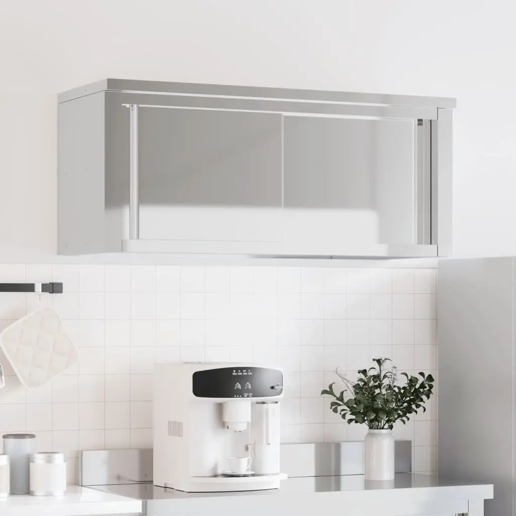 Commercial Kitchen Wall Cabinet Sliding Door Stainless Steel Food Storage