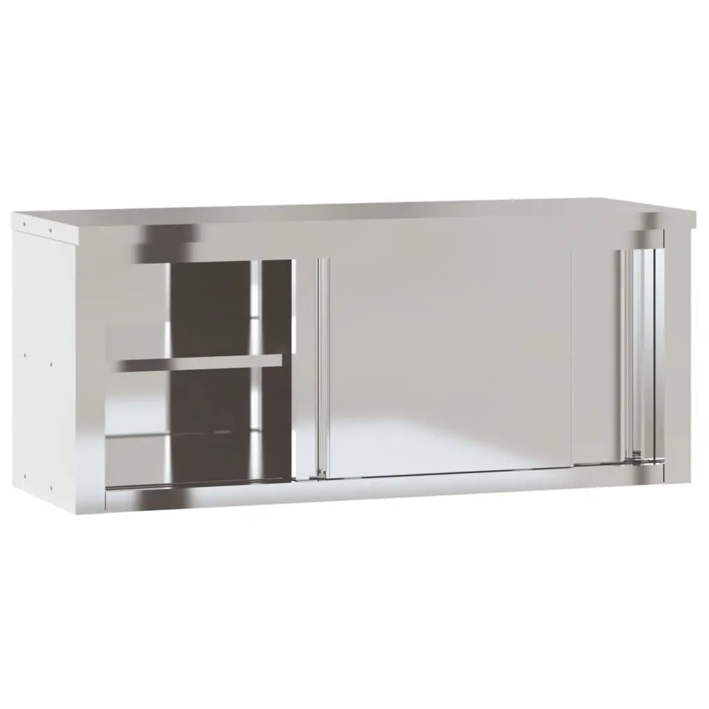 Commercial Kitchen Wall Cabinet Sliding Door Stainless Steel Food Storage