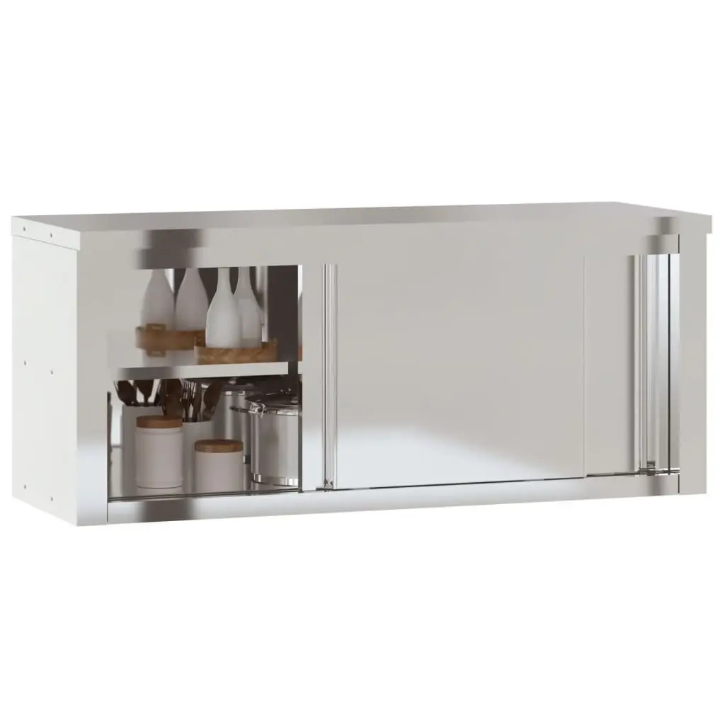 Commercial Kitchen Wall Cabinet Sliding Door Stainless Steel Food Storage