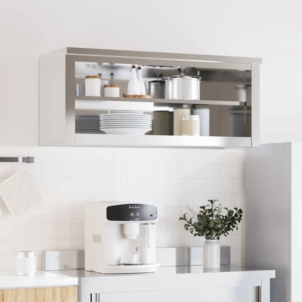 Stainless Steel Wall Mounted Kitchen Cabinet with Shelf Food Storage Commercial