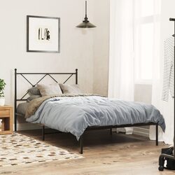 Metal Bed Frame King Single 107x203cm Black Bedroom Headboard Steel Slats