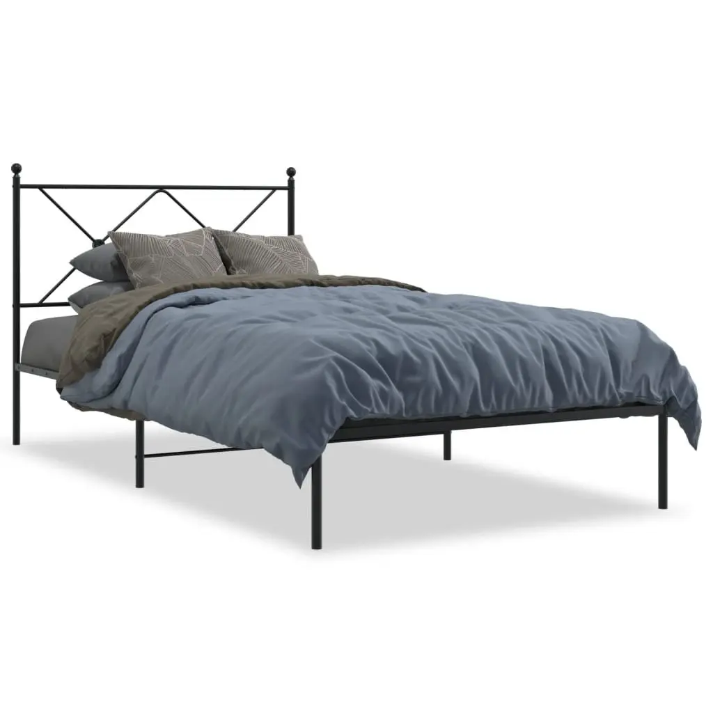 Metal Bed Frame King Single Black 107x203cm Powder-coated Steel