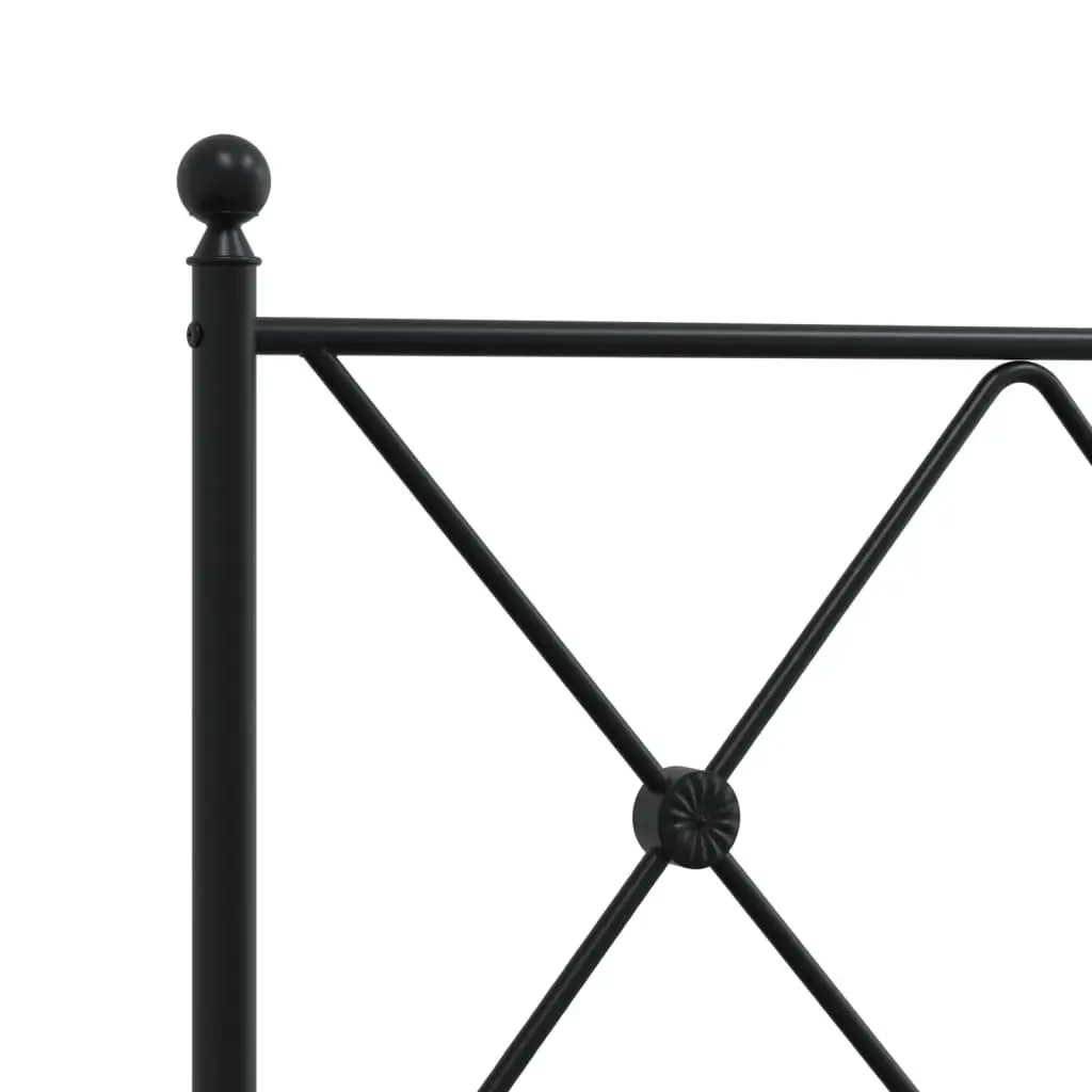Metal Bed Frame Black 135x190 cm Powder-coated Steel with Headboard Slatted Base