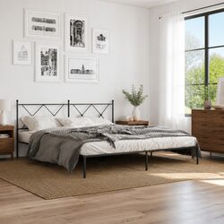 Elegant King Size Metal Bed Frame with Storage Space