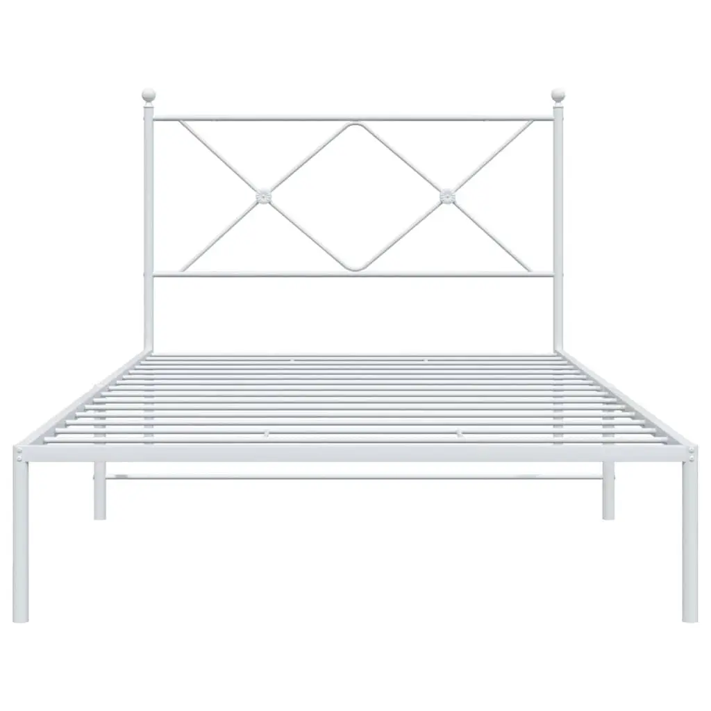 Metal Bed Frame King Single 107x203 cm White Powder-coated Steel with Headboard