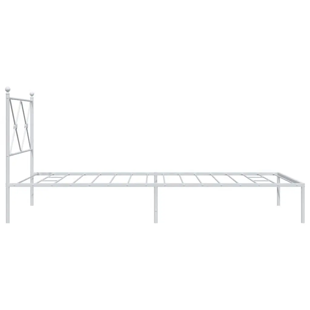 Metal Bed Frame King Single 107x203 cm White Powder-coated Steel with Headboard