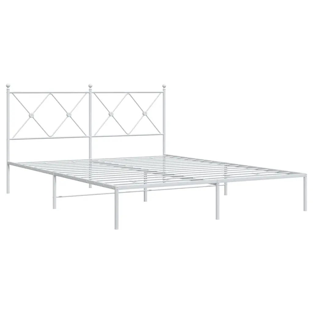 Metal Bed Frame with Headboard in White 150x200 cm