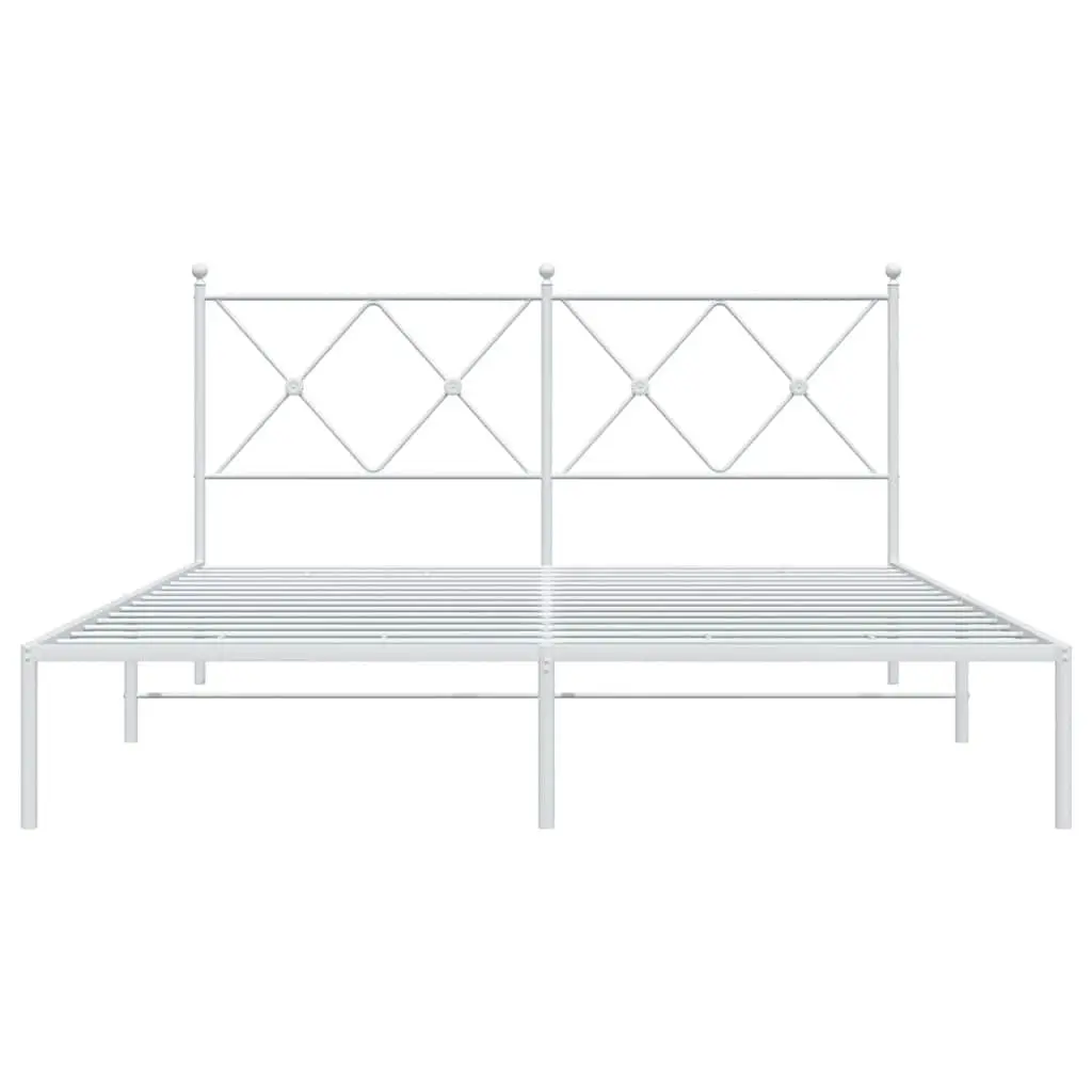 Metal Bed Frame with Headboard in White 150x200 cm