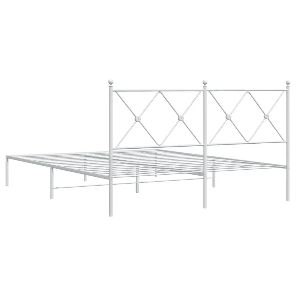 Metal Bed Frame with Headboard in White 150x200 cm
