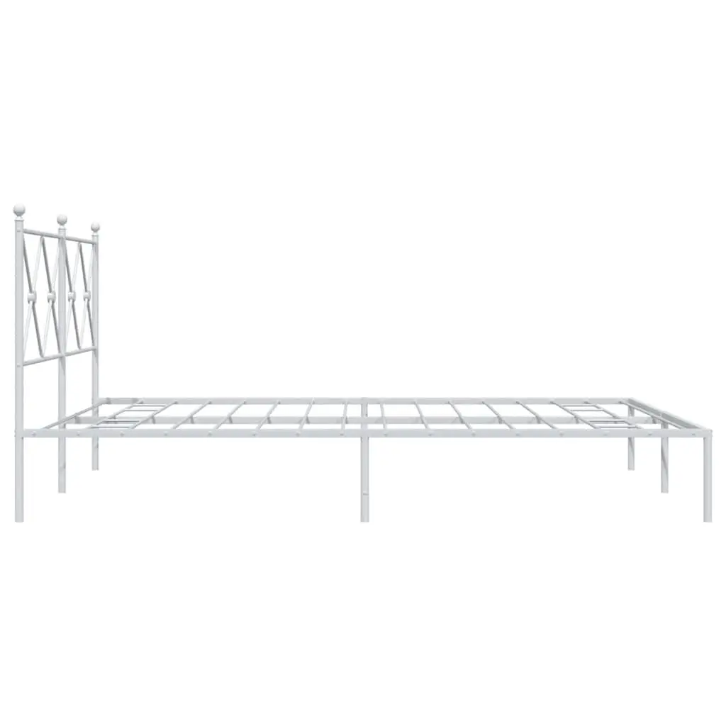 Metal Bed Frame with Headboard in White 150x200 cm