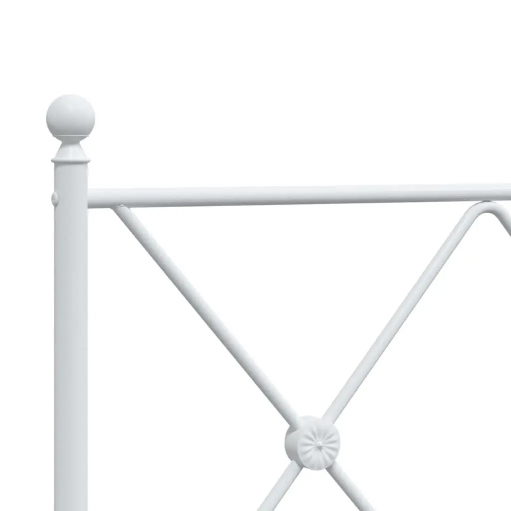 Metal Bed Frame King Size White Powder-Coated Steel with Headboard Slatted Base 183x203cm