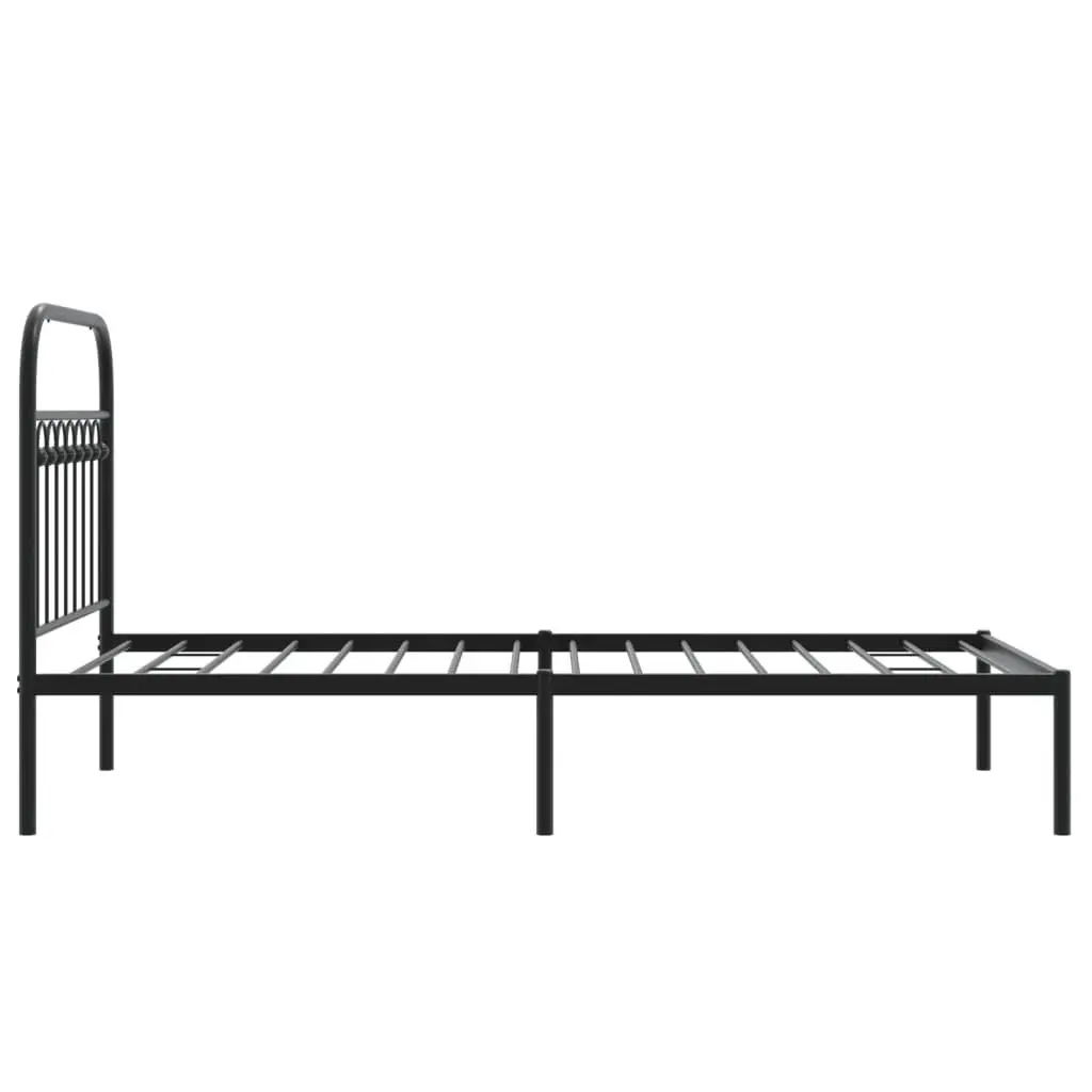Metal Bed Frame Black 90x190 cm Steel with Headboard Slatted Base