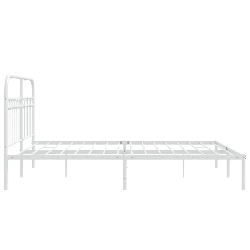 White Metal Bed Frame with Headboard 150x200 cm