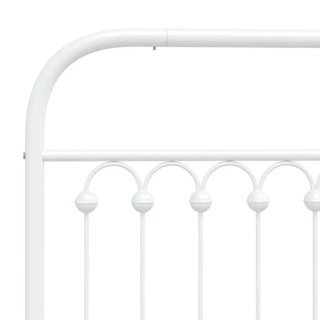 White Metal Bed Frame with Headboard 150x200 cm