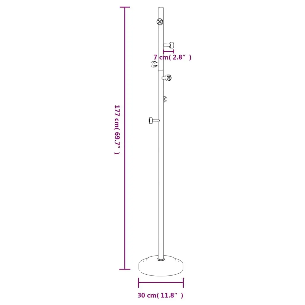 Coat Stand Black 177cm Iron Beech Wood 6 Hooks Storage Rack