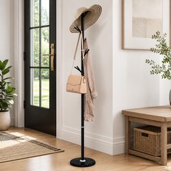 Coat Stand in Black with 12 Hooks - 175 cm Tall